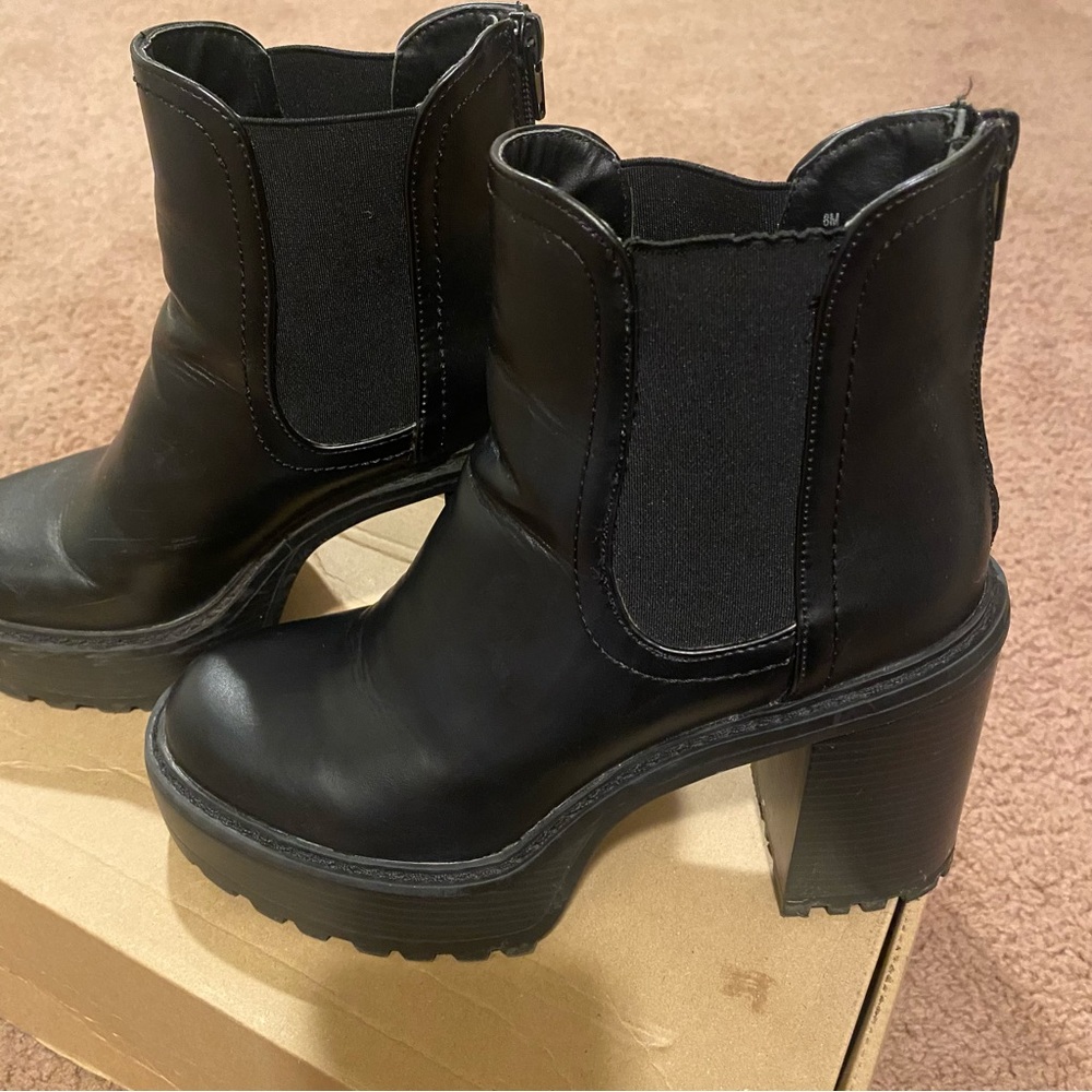 Madden Girl Black Platform Boots Gem
